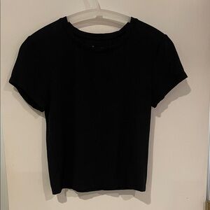 aerie Black Cropped Crewneck Tee